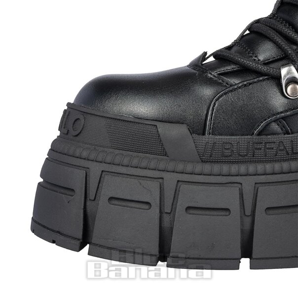 Buffalo Gospher Mid Boot (Black) | Alternative Platform Boots