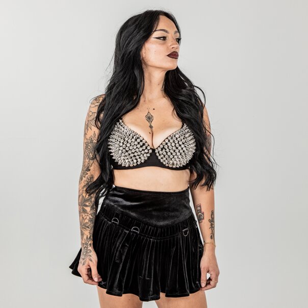 Poizon Industries Cone Spike Studded Bra Top, Alternative Clothing