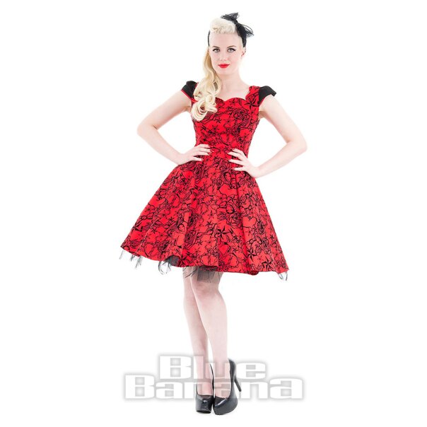 H&R London Flock Dress (Red) | Vintage Mini Dresses