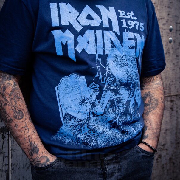 Official Iron Maiden Life After Death Stamp T-Shirt (Navy Blue) | Band Merchandise Blue Banana