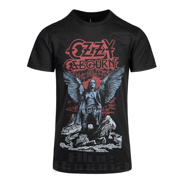 Official Ozzy Osbourne Angel Wings T Shirt (Black) | Blue Banana
