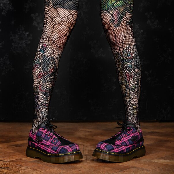 Dr Martens Buzz 5 Eye Tartan Woven Shoes (Purple) | Blue Banana