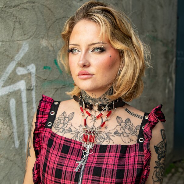Blue Banana Pins, Red Stones & Cross Choker (Black) | Alternative Accessories