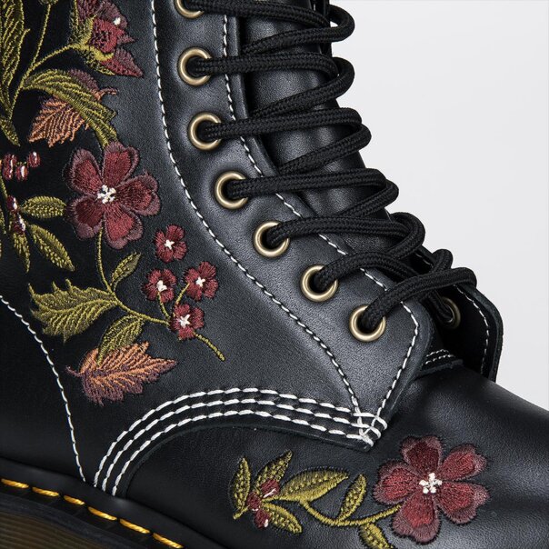 Dr Martens 1460 Floral Wanama Boot (Black) | Autumnal Footwear