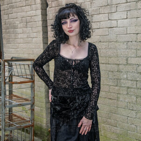 Jawbreaker Floral Flock Top (Black) | Blue Banana