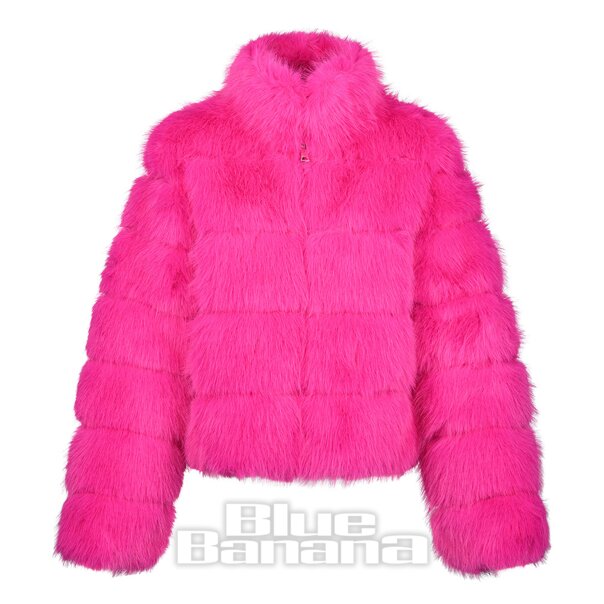 Blue Banana Faux Fur Zip Jacket (Hot Pink) | Blue Banana