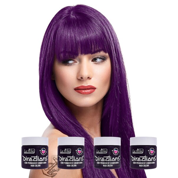 Tinte capilar de La Riche Directions Pack de 4 botes (Plum Purpled - rojo pintura)