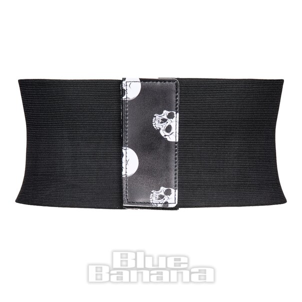 Blue Banana Wide Waist Skull Print Belt (Black) | Blue Banana