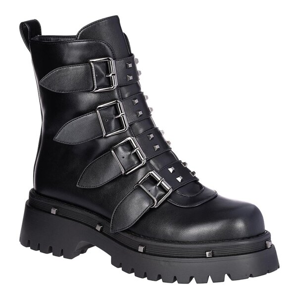 Bleeding Heart Buckle Boots (Black) | Alternative Footwear