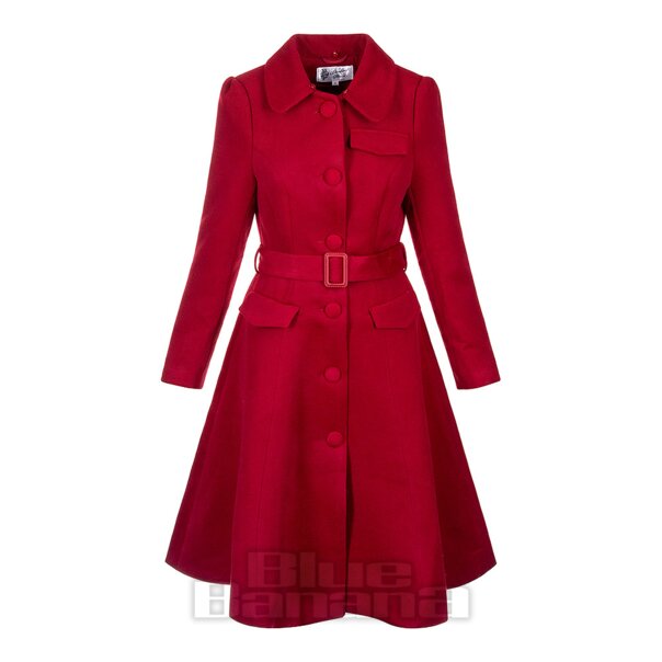 Blutendes Herz Roter Pelzkragenmantel | Vintage Mode