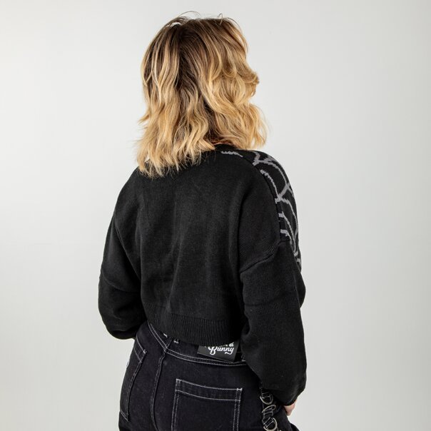 Banned Web Of Night Cardigan (Black/Grey) | Alternative Knits | Autumn Fashion