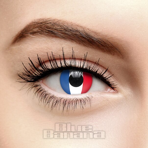 Blau/Weiß/Rote Kontaktlinsen mit französischer Flagge (90 Tage) | Coloured Contacts