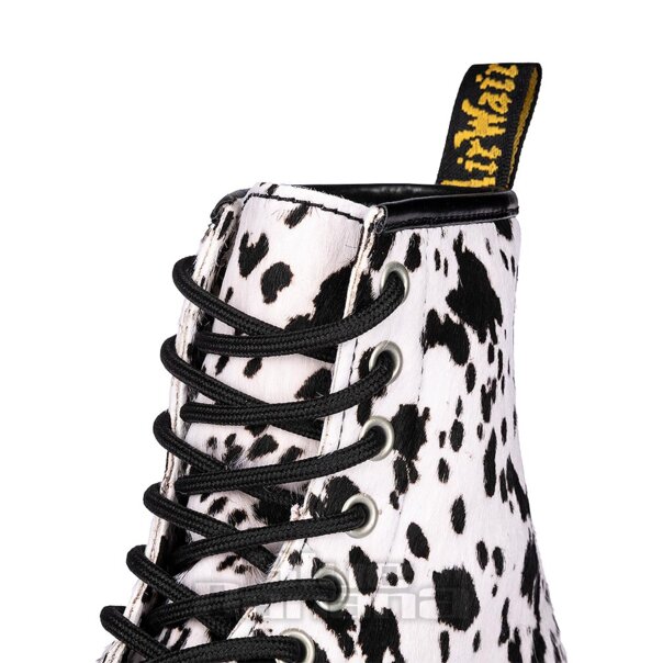 Dr Martens 1460 Bex Dalmatian Hair-On Leather Boots (Black/Cream) | Dr Martens Boots
