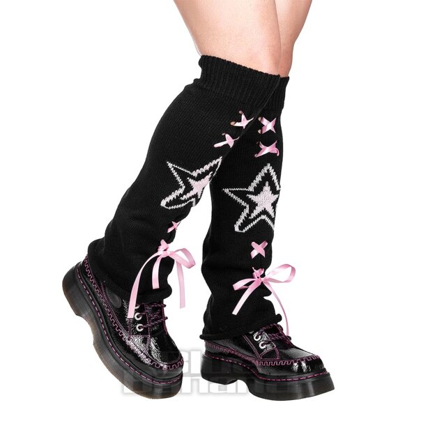 Blue Banana Star Legwarmers (Black/Pink) | Alternative Accessories
