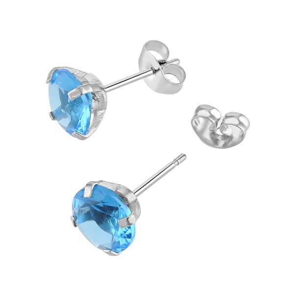 Blue Banana Surgical Steel Cubic Zirconia Round Stud Earrings (Aqua) | Blue Banana