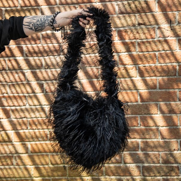 Blue Banana Long Fur Bag (Black) | Alternative Accessories