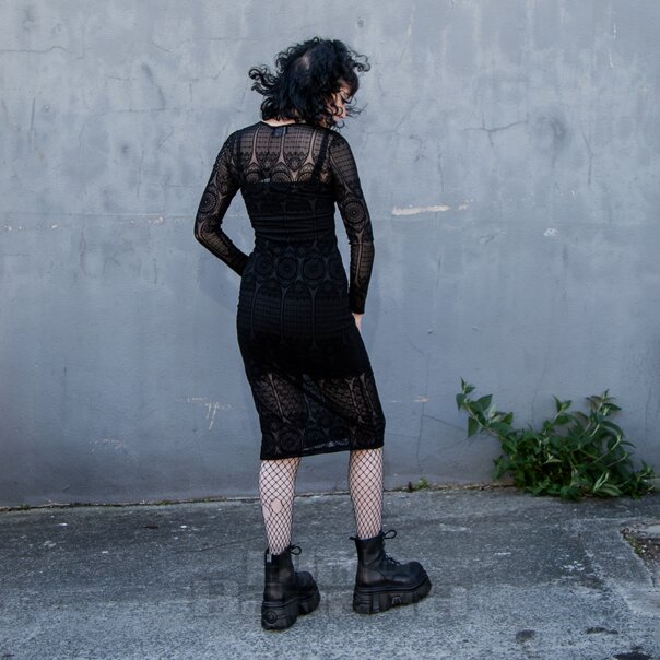 Hell Bunny Mea Culpa Midi Dress (Black) | Alternative Midi Dresses