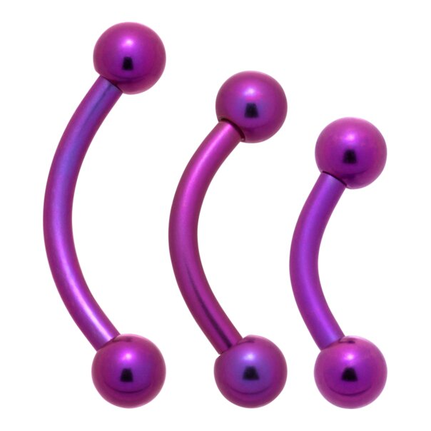 Blue Banana colored Titanium Curved Barbell (Purple) | Hypoallergenic Piercings
