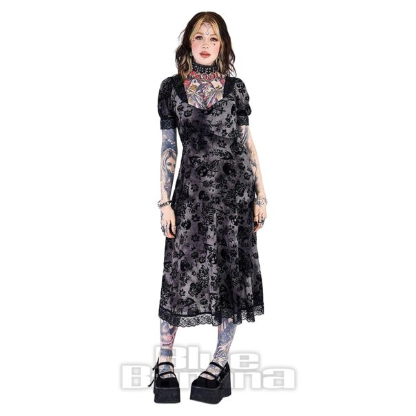 Jawbreaker Skull Knee Dress (Black) | Blue Banana