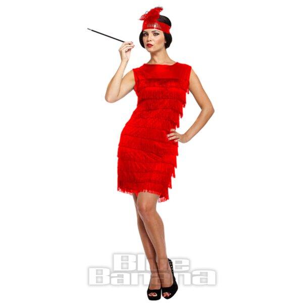 Blue Banana Flapper Girl Fancy Dress Costume (Red)