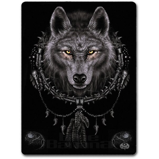 Spiral Direct Wolf Dreams Black Fleece Blanket, Gothic Style Soft Furnishings