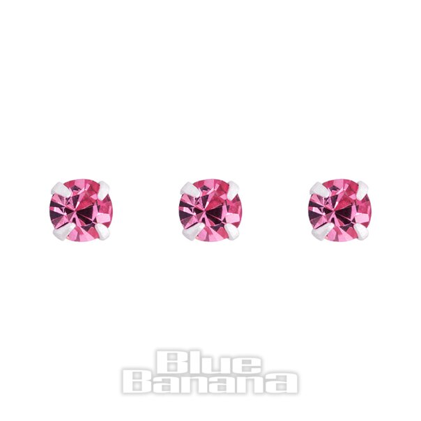 Blue Banana 0.5mm 3er Pack Silber Nasenstecker (Rose)