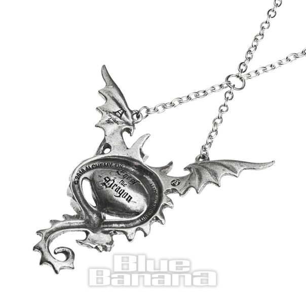 Alchemy Gothic Eye Of The Dragon Necklace (Silver/Red)