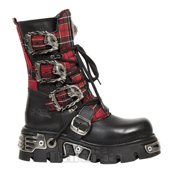 New Rock M.391T-S1 Reactor Tartan Demi-Bottes (Noir/Rouge)