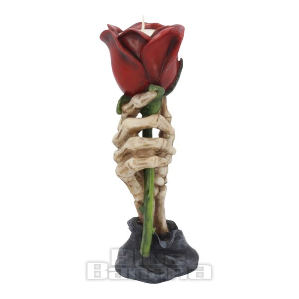 Nemesis Now Porta Velas Decorativo Gótico Con Rosa - Llama Eterna