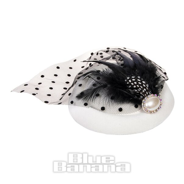 Blue Banana 50s Feather Net Fascinator Hat (Beige)