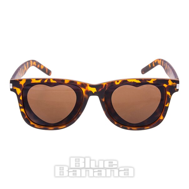 Blue Banana Gafas de Sol Leopardo Con Lentes de Corazón - Marrón