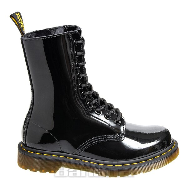 Dr Martens 1490 Botas Militares Oficiales Con Cremallera Lateral Patent - Negro