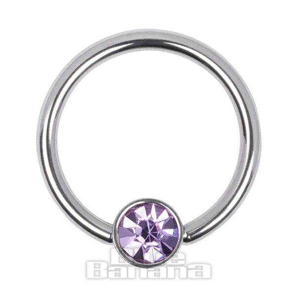 Flat Amethyst Jewelled 1.2mm BCR, Ball Closure Ring, Piercing Jewellery