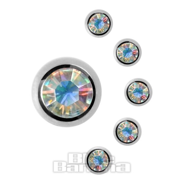 Surgical Steel 6mm Aurora Borealis Piercing, Ad On Jewellery