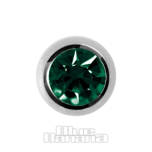 Blue Banana Surgical Steel 6mm Jewelled Ball (Emerald Green)