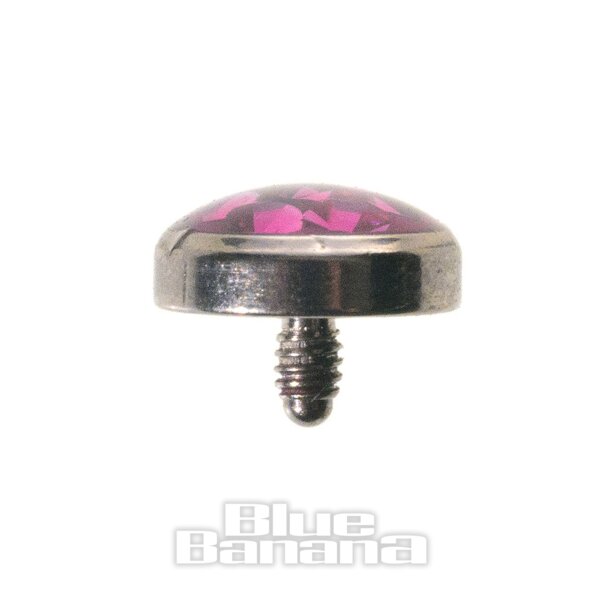 Blue Banana Surgical Steel 5mm Glitter Dermal Top (Fuchsia)