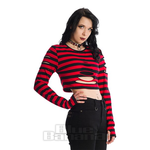 Banned Chantrea Gesteiftes Bauchfreies Top (Rot/Schwarz)