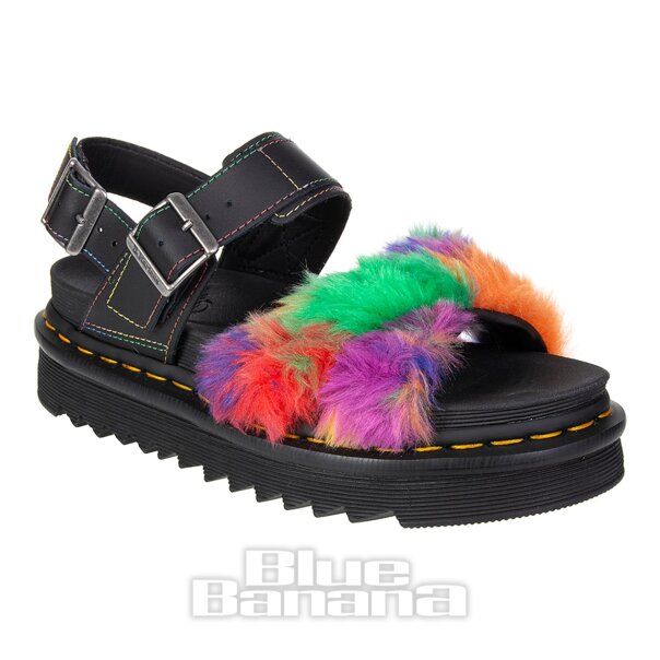 Dr Martens Sandales Voss Arc-En-Ciel En Fausse Fourrure Moelleuse (Multicolore)