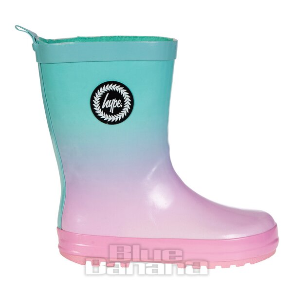 Hype Fade Crest Wellies Kids Wellington Boots (Mint/Pink)