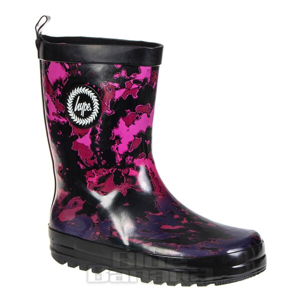 Hype Tie Dye Fade Wellies Kids Wellington Boots (Pink/Black)