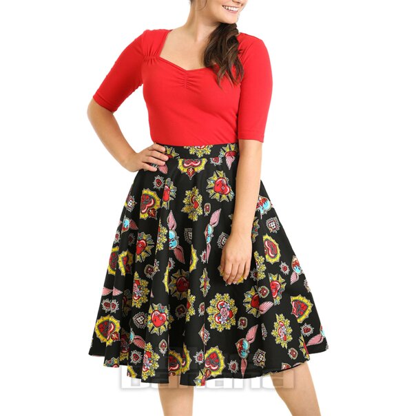 Hell Bunny Amias 50s Skirt (Black)