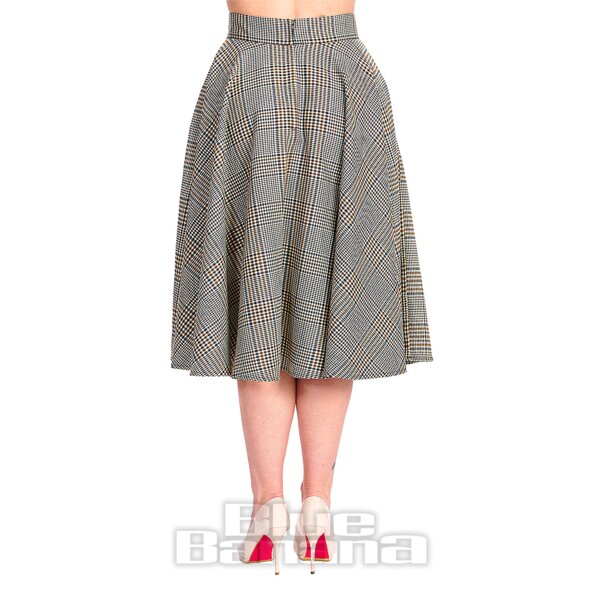 Banned Emily Swing Skirt (Grey/Dark Blue)