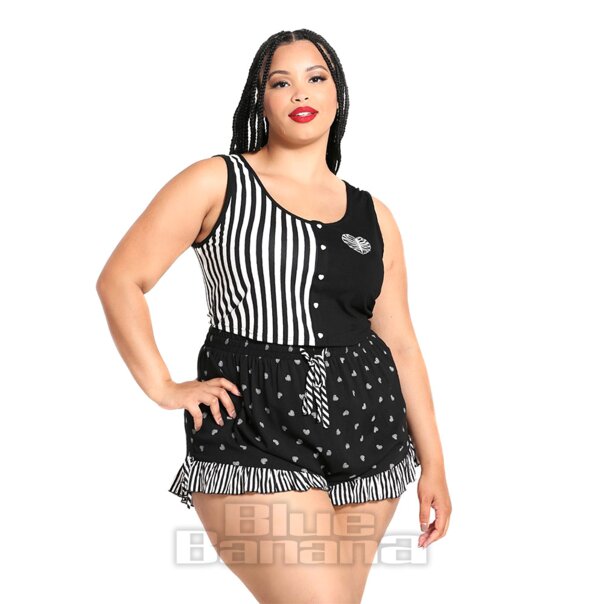 Hell Bunny Ribcage Shorts (Black/White)