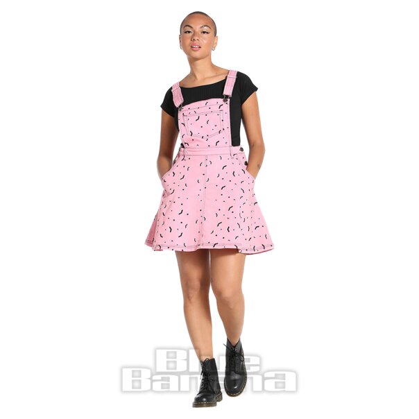 Hell Bunny Bat Pinafore Pink Dress Blue Banana UK