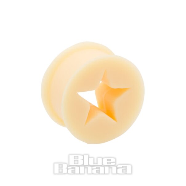 Blue Banana Silicone Star Flesh Tunnel 4-26mm (Nude)