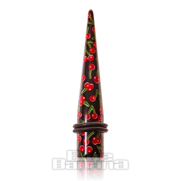 Blue Banana Acrylic Cherry Ear Stretcher (Black/Red)