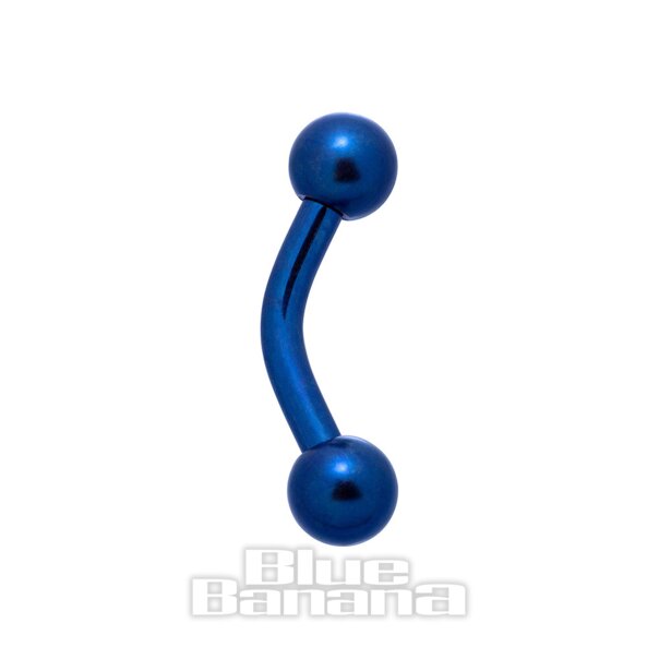 Blue Banana Body Piercing Curved Barbell Bananenpiercing Bauchnabelpiercing Aus Farbigem Titan 1.6mm (Breite/Stärke) (Blau)