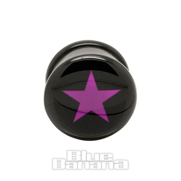 Blue Banana Acrylic Purple Star Ear Plug 6-14mm (Black)