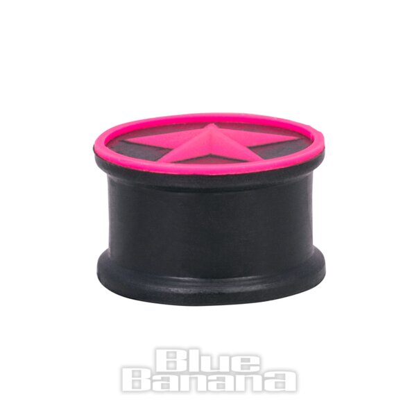 Blue Banana Silicone Black and Pink Star Plug 6 to 20mm, Piercing Jewellery UK