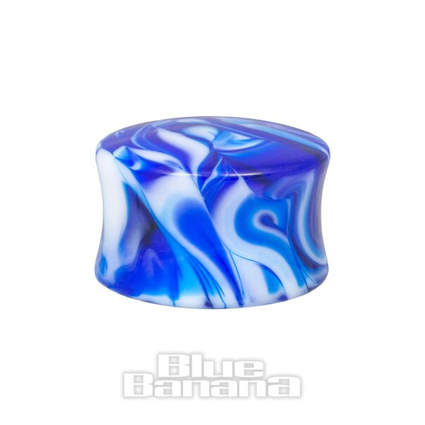 Blue Banana Acrylic Marble Ear Plug 10-20mm (Blue)